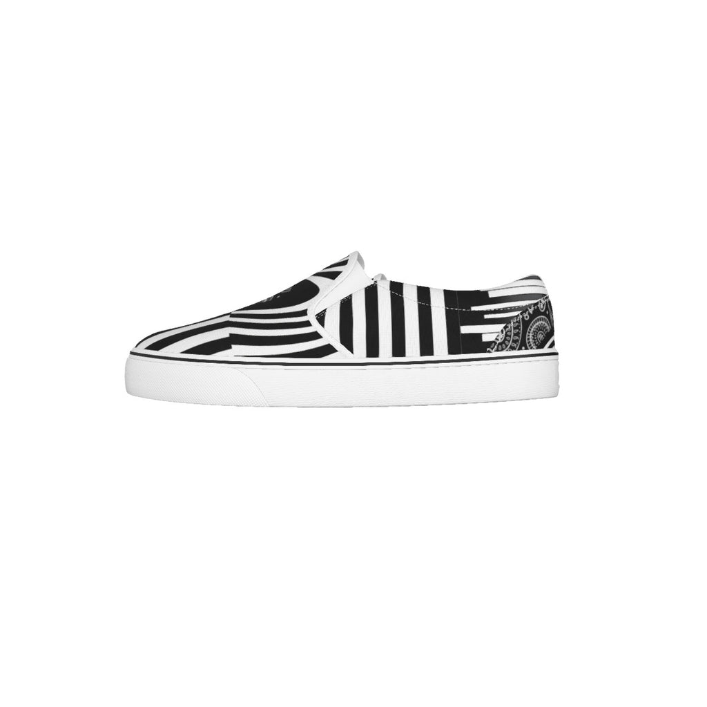 Bandana Glitch – Baskets à Enfiler Toile Noir et Blanc Unisexe REPIX
