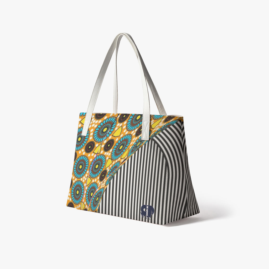 REPIX – Sac Cabas Vertical “Array Vector Transit” | PU Leather Minimalist Cyber Tote Bag