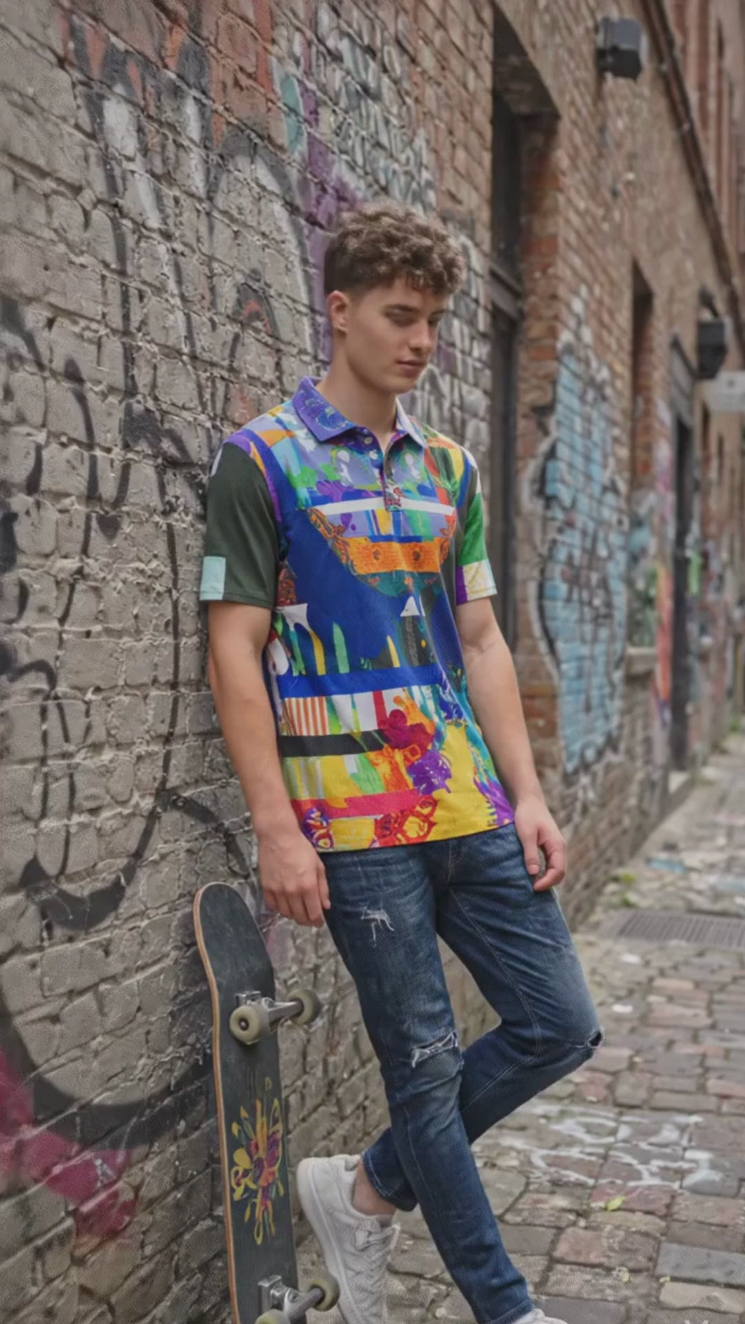 REPIX – Polo Éco “Glitch Matrix Array” | Recycled Microfiber Urban Streetwear
